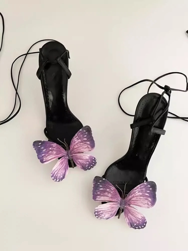 Unique Design Butterfly Embellished Stiletto Sandals | ZAKAPOP