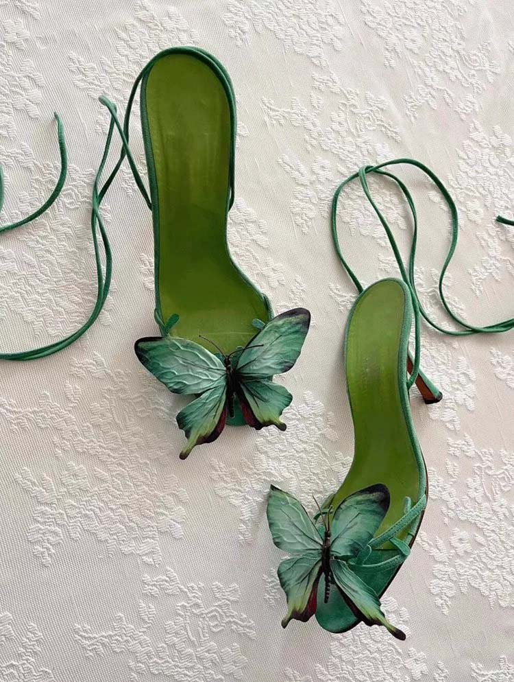 Unique Design Butterfly Embellished Stiletto Sandals | ZAKAPOP