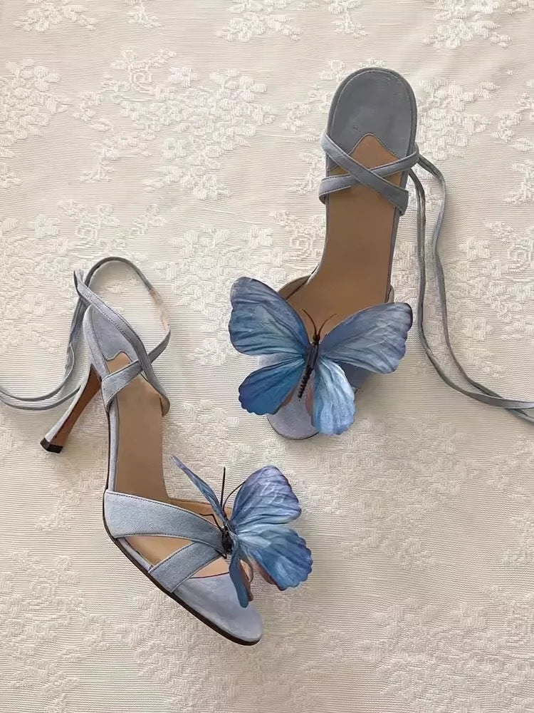 Unique Design Butterfly Embellished Stiletto Sandals | ZAKAPOP