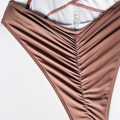 Sexy Cut Out One Piece Woman Colorblock Swimwear | ZAKAPOP