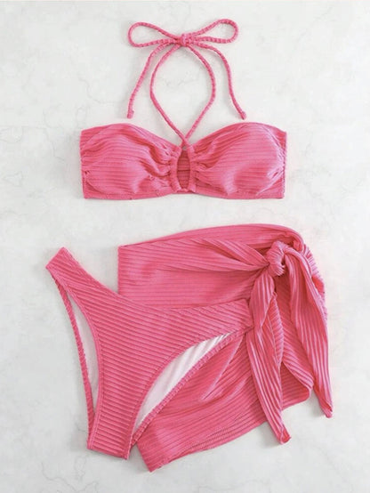 Sexy Halterneck Three-Piece Bikini Set | ZAKAPOP