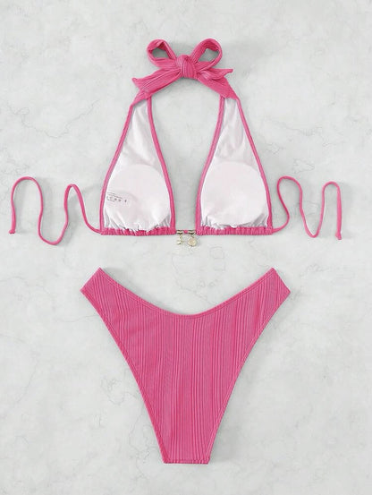 Sexy Shell-Embellished Two-Piece Bikini Set | ZAKAPOP