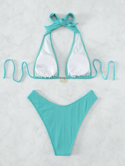 Sexy Shell-Embellished Two-Piece Bikini Set | ZAKAPOP