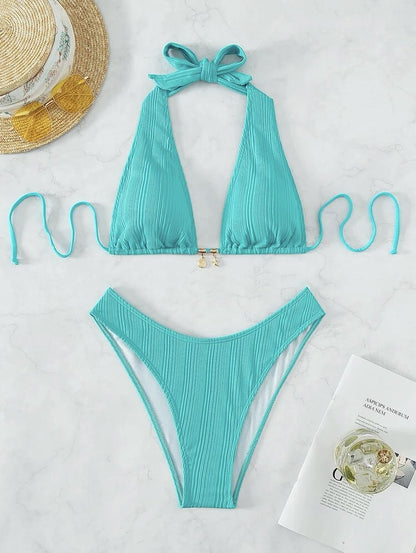 Sexy Shell-Embellished Two-Piece Bikini Set | ZAKAPOP