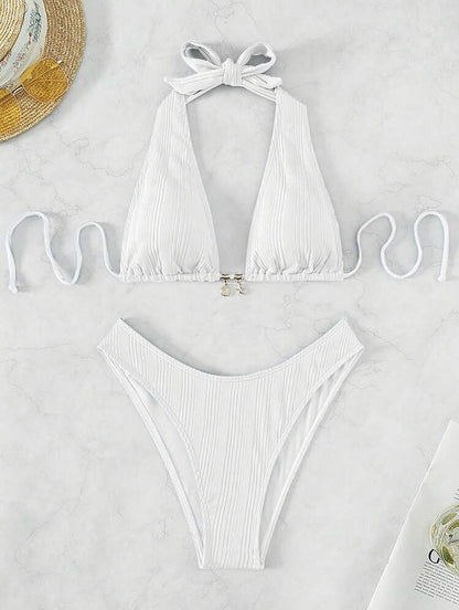 Sexy Shell-Embellished Two-Piece Bikini Set | ZAKAPOP