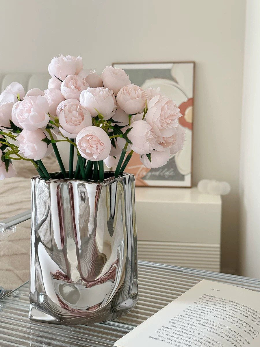 Silver Shopping Bag Vase