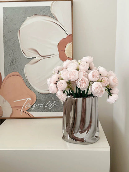 Silver Shopping Bag Vase