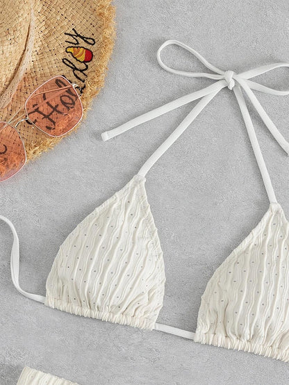 Solid Color Halter Triangle Bikini Swim Suit | ZAKAPOP