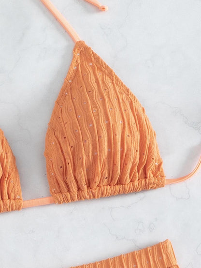 Solid Color Halter Triangle Bikini Swim Suit | ZAKAPOP