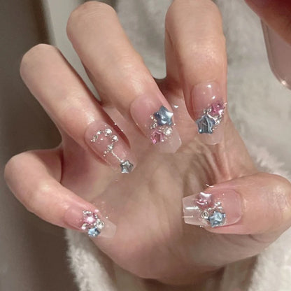 Sparkling Star Diamond Burst Gentle Press-on Nail Art | ZAKAPOP