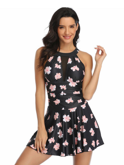 Sporty Tie-Strap Mesh Skirt One-Piece Swimwear | ZAKAPOP