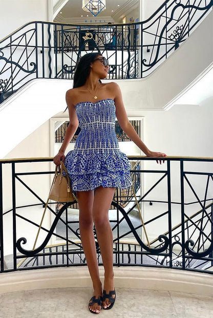 Strapless Ruffle Hem Fitted Dolce Dress | ZAKAPOP