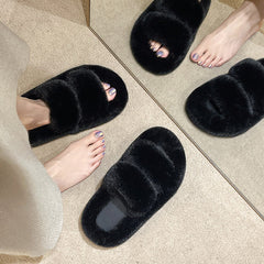 Stylish Thick-Sole Outdoor Wear Plush Winter Slippers  | ZAKAPOP