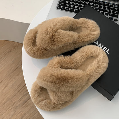 Stylish Thick-Sole Outdoor Wear Plush Winter Slippers  | ZAKAPOP