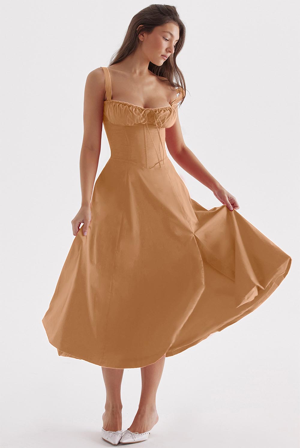 Summer French-Inspired Soft Solid Color High Slit Cami Dress | ZAKAPOP
