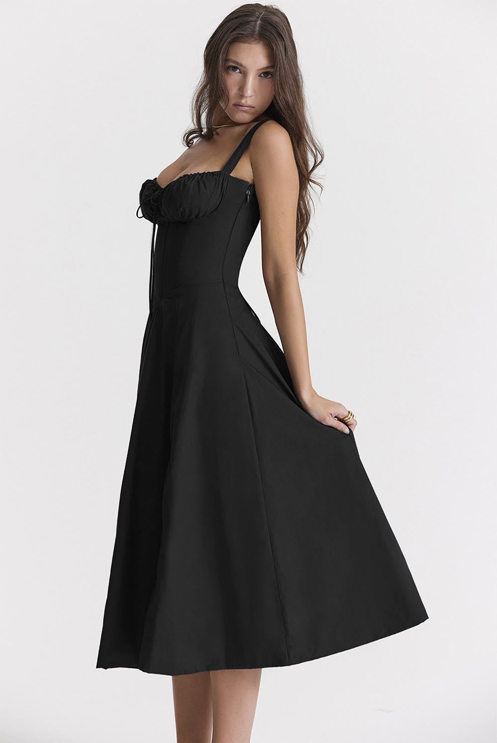 Summer French-Inspired Soft Solid Color High Slit Cami Dress | ZAKAPOP
