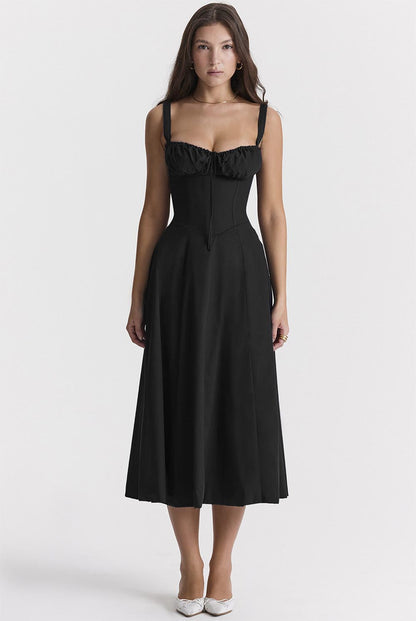 Summer French-Inspired Soft Solid Color High Slit Cami Dress | ZAKAPOP