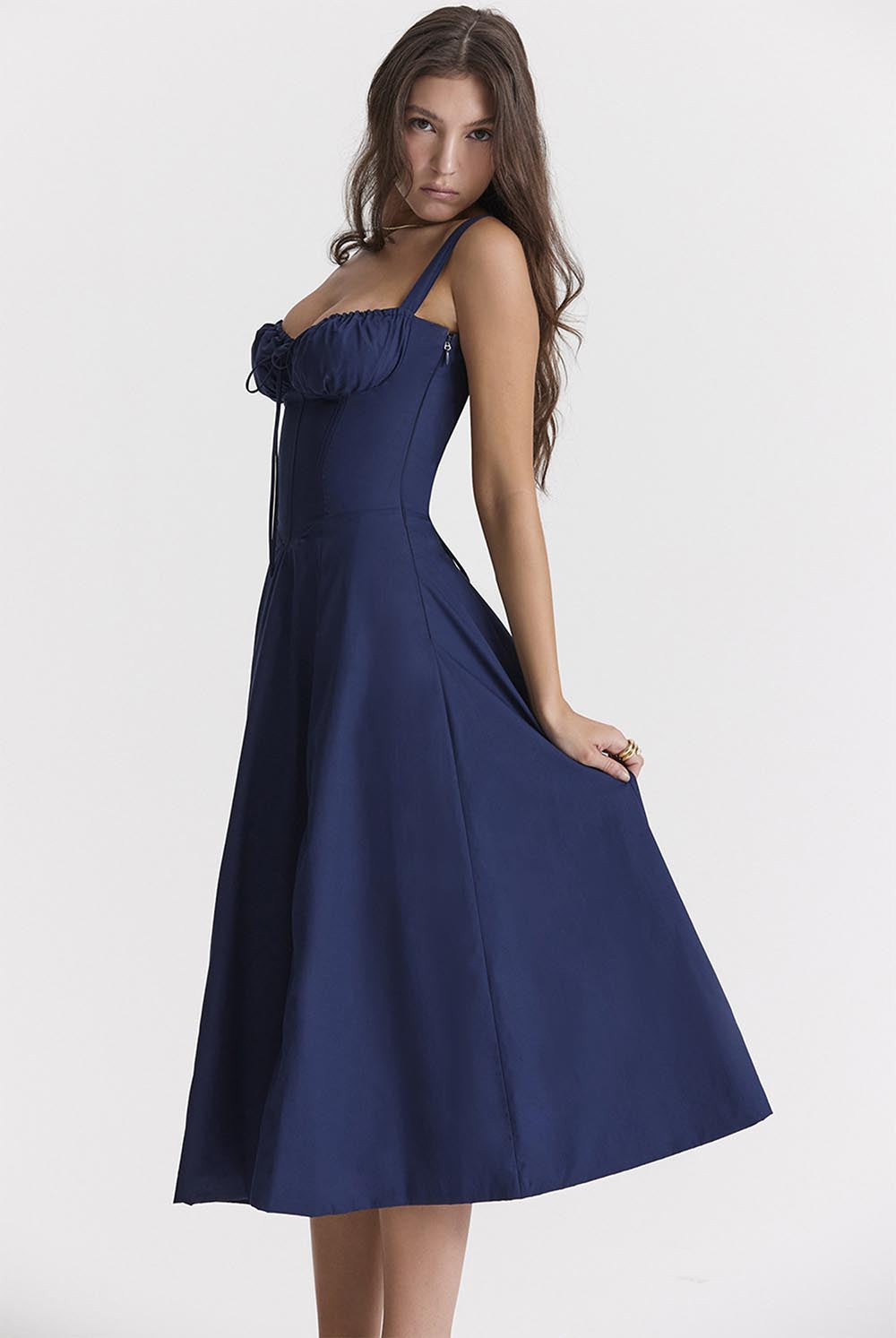 Summer French-Inspired Soft Solid Color High Slit Cami Dress | ZAKAPOP