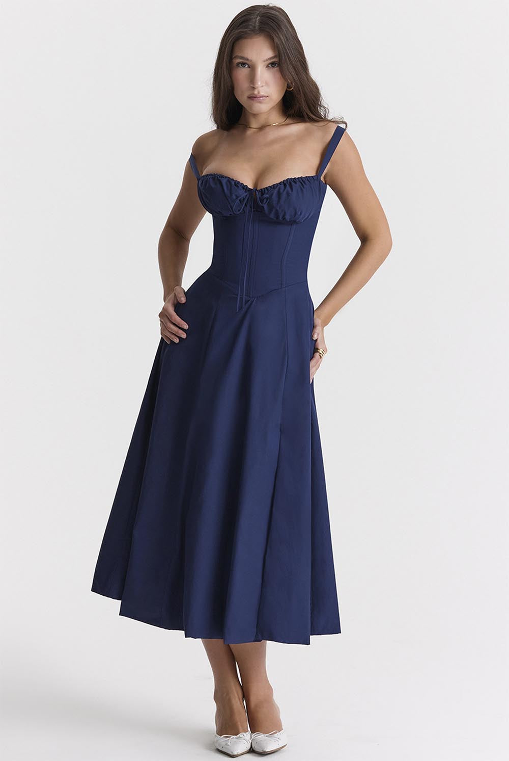 Summer French-Inspired Soft Solid Color High Slit Cami Dress | ZAKAPOP