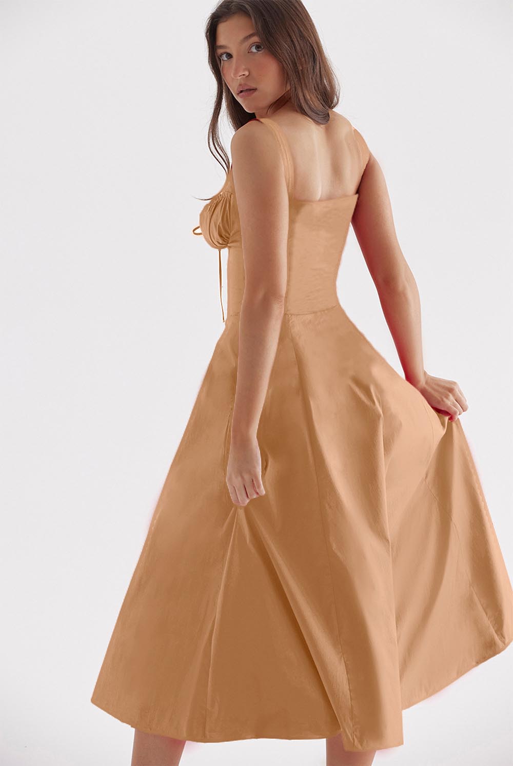 Summer French-Inspired Soft Solid Color High Slit Cami Dress | ZAKAPOP