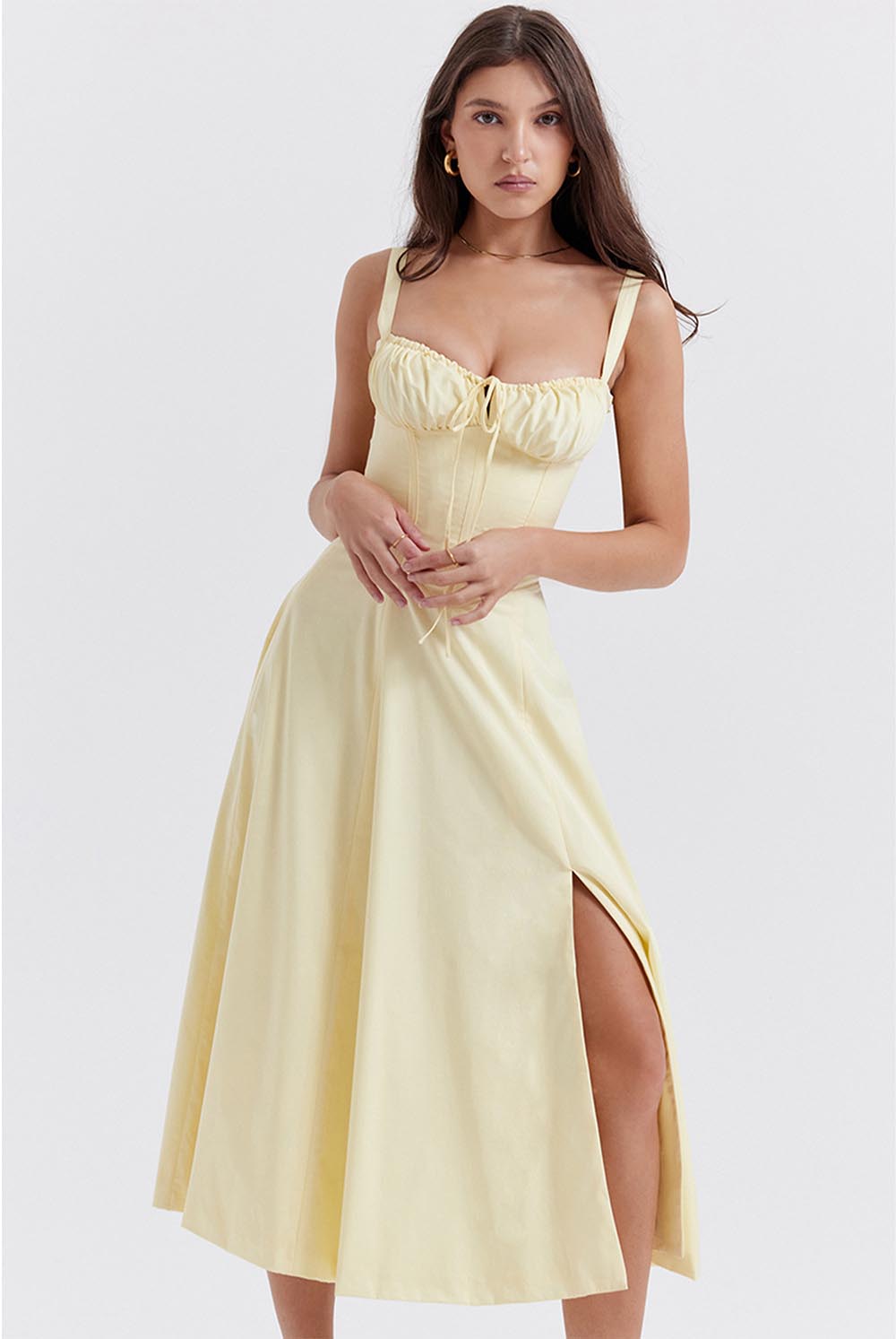 Summer French-Inspired Soft Solid Color High Slit Cami Dress | ZAKAPOP