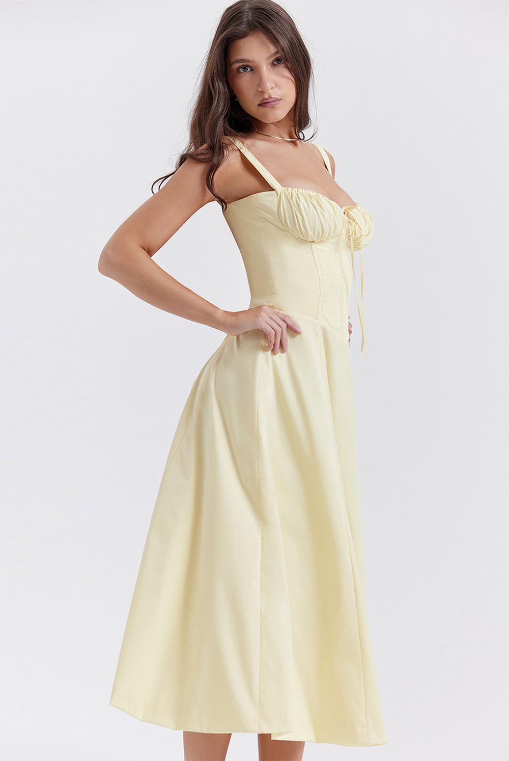 Summer French-Inspired Soft Solid Color High Slit Cami Dress | ZAKAPOP