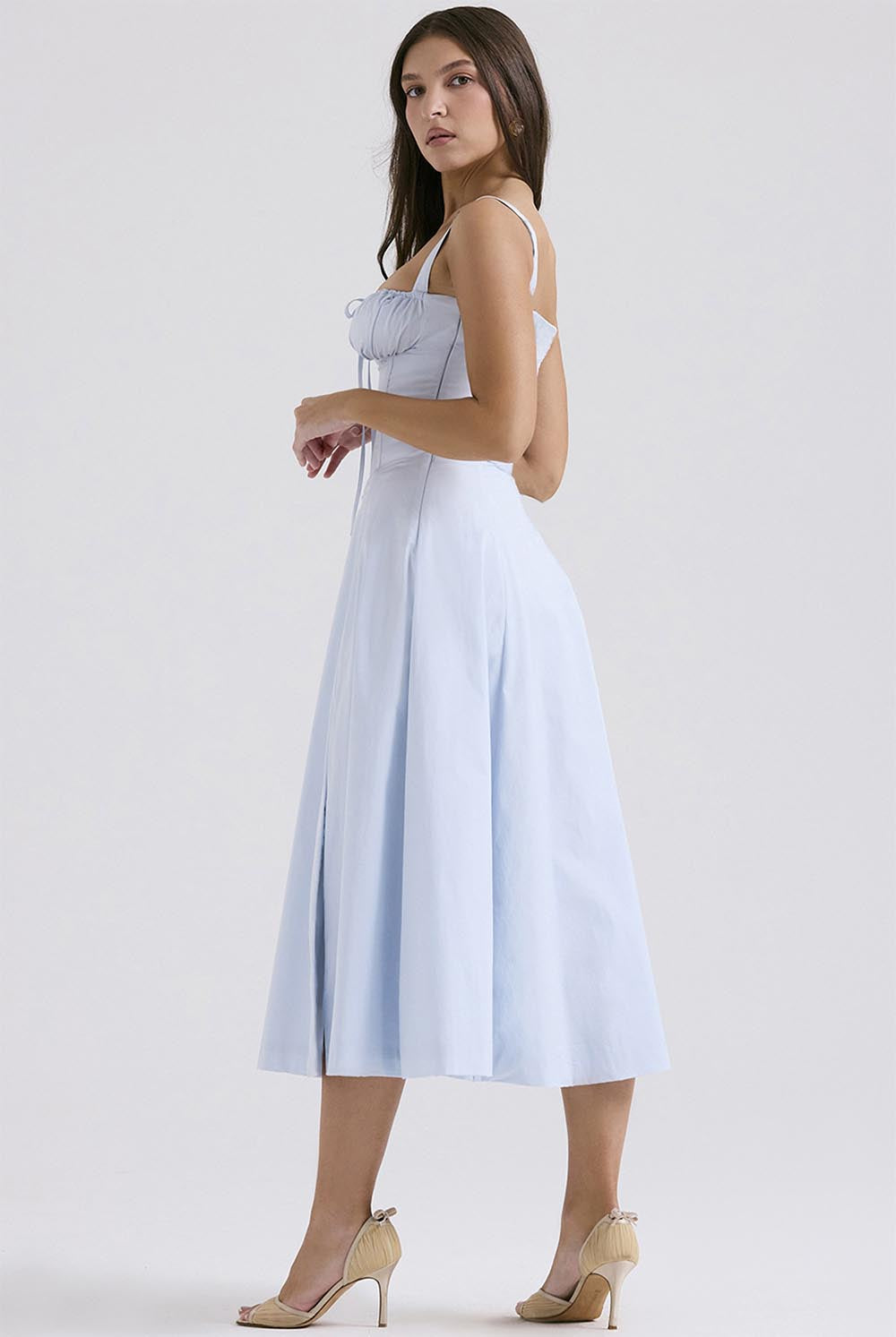Summer French-Inspired Soft Solid Color High Slit Cami Dress | ZAKAPOP