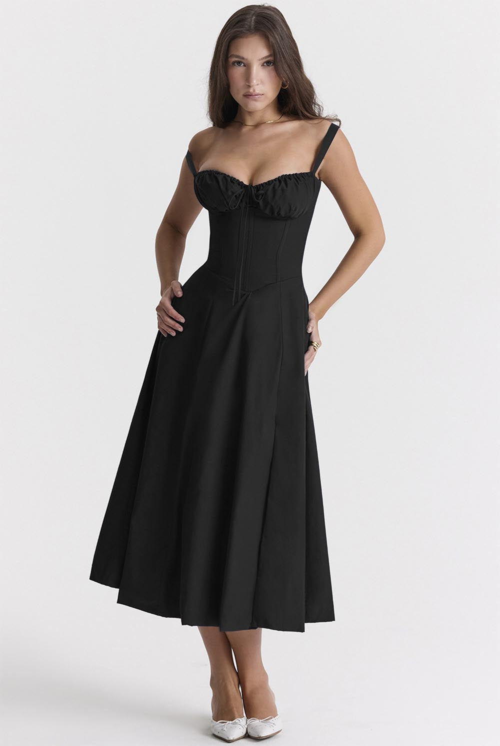 Summer French-Inspired Soft Solid Color High Slit Cami Dress | ZAKAPOP