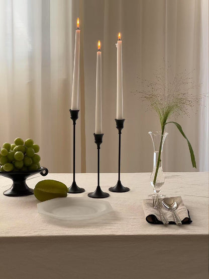Tall Vintage Metal Taper Candle Holder Set (3 in 1)