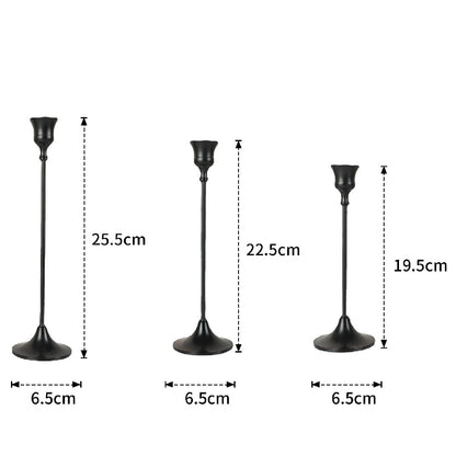 Tall Vintage Metal Taper Candle Holder Set (3 in 1)