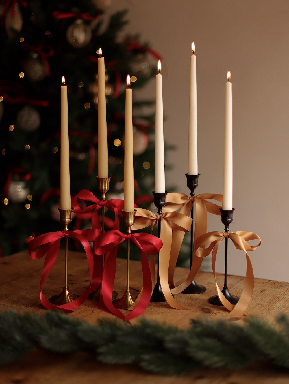 Tall Vintage Metal Taper Candle Holder Set (3 in 1)