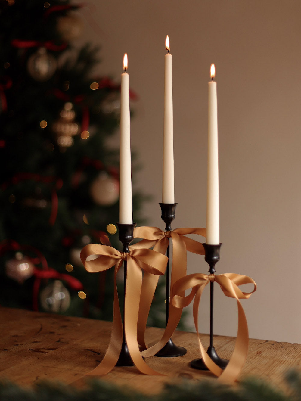 Tall Vintage Metal Taper Candle Holder Set (3 in 1)