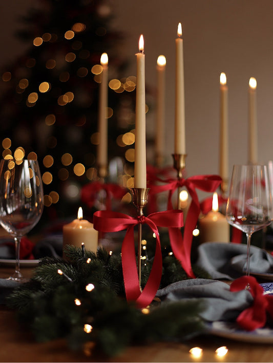 Tall Vintage Metal Taper Candle Holder Set (3 in 1)