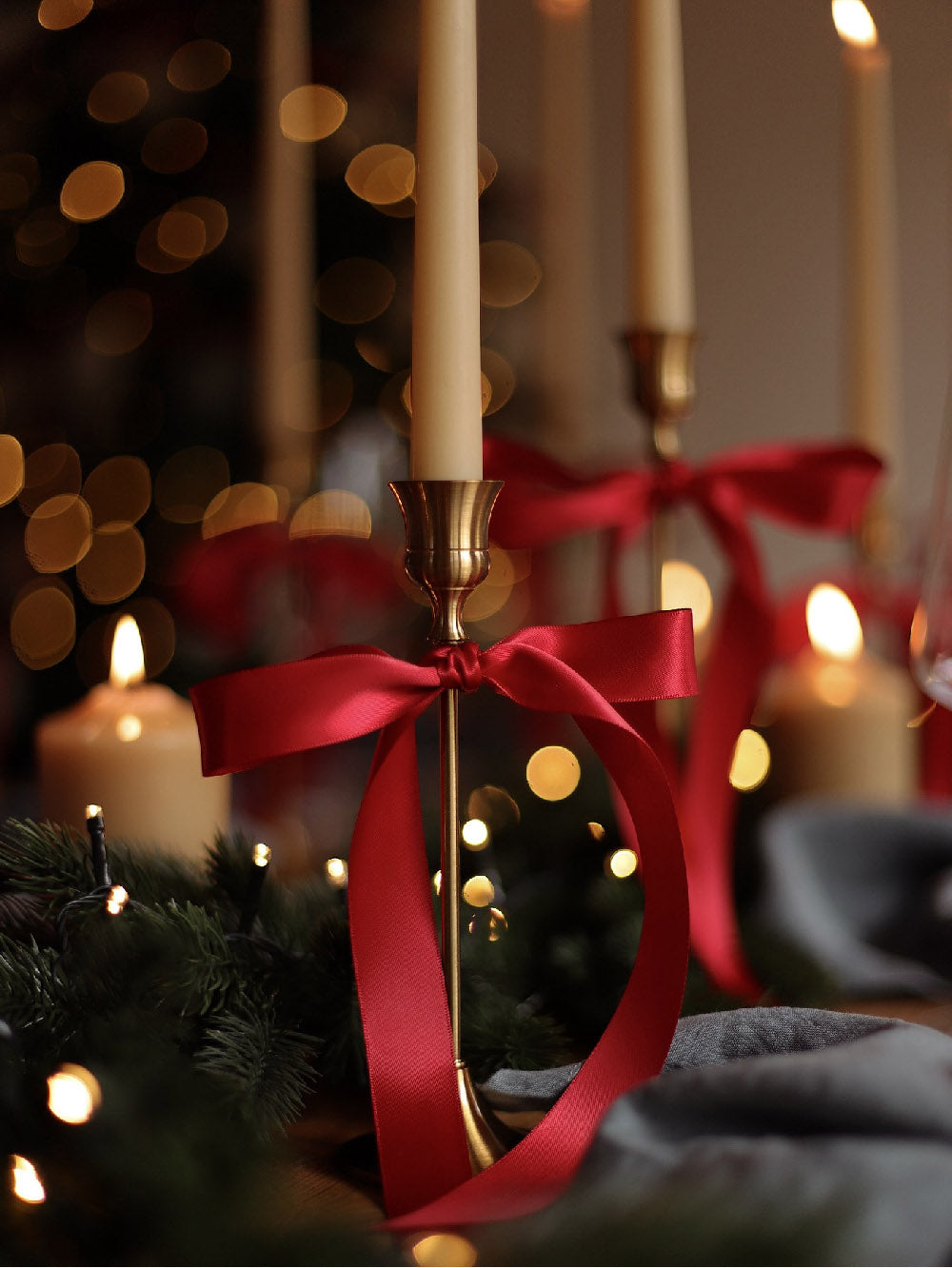 Tall Vintage Metal Taper Candle Holder Set (3 in 1)