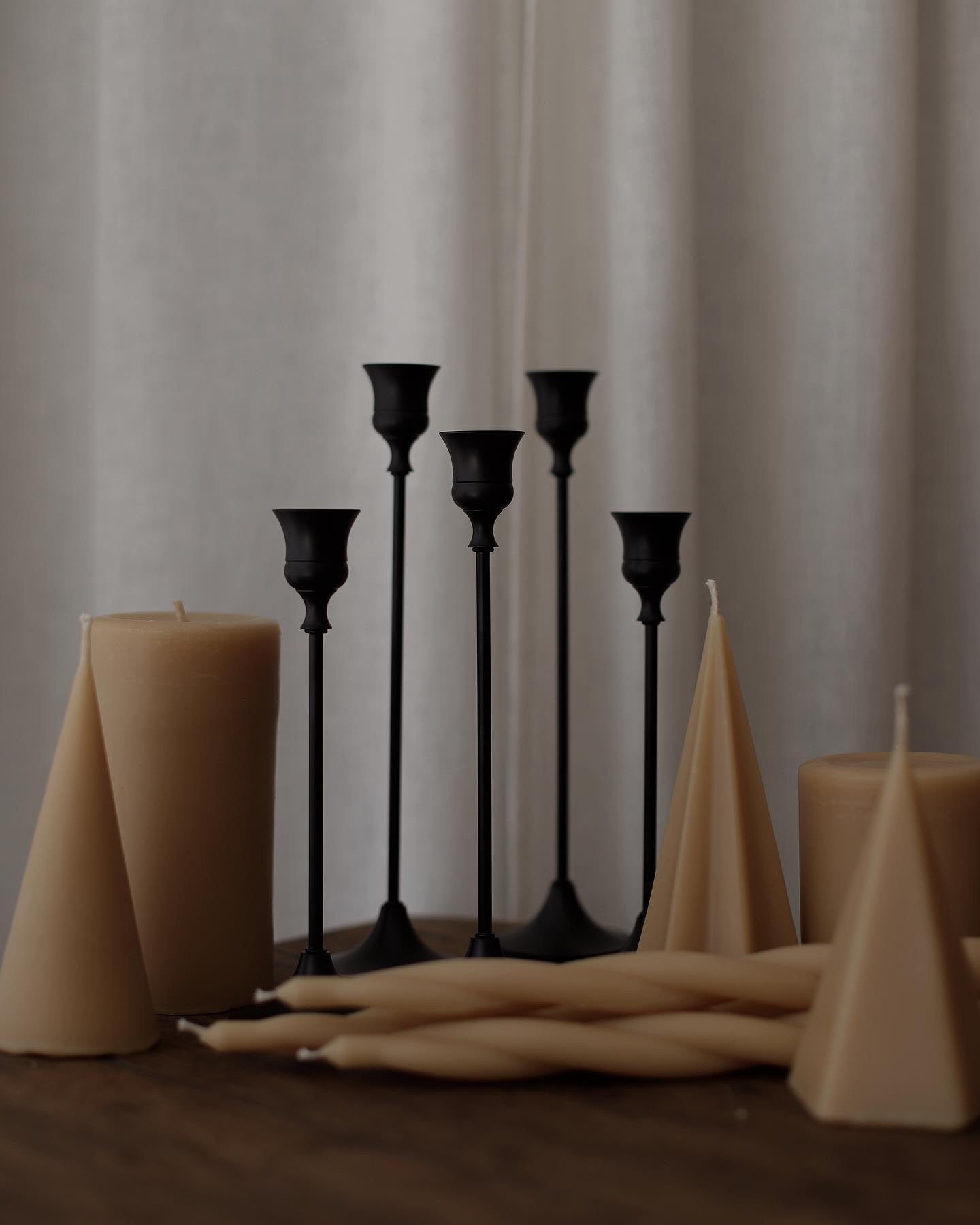 Tall Vintage Metal Taper Candle Holder Set (3 in 1)