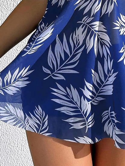 Tropical Print Ruched Bikini Swimsuit | ZAKAPOP