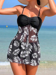 Tropical Print Ruched Bikini Swimsuit | ZAKAPOP