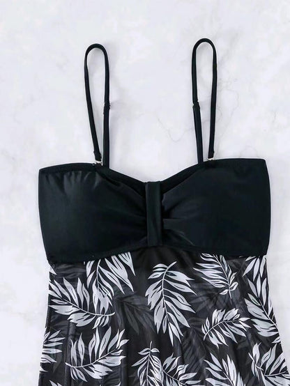 Tropical Print Ruched Bikini Swimsuit | ZAKAPOP