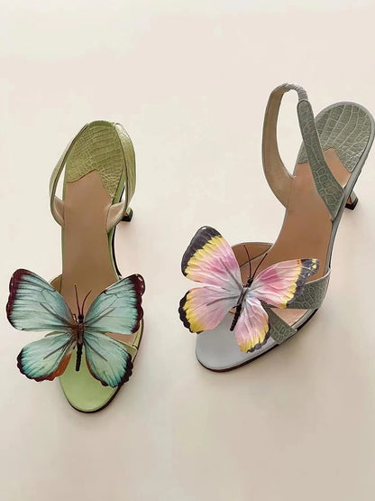 Unique Design Butterfly Embellished Stiletto Sandals | ZAKAPOP