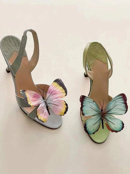 Unique Design Butterfly Embellished Stiletto Sandals | ZAKAPOP