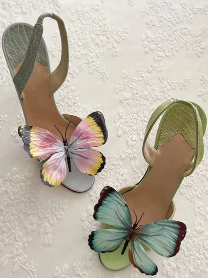 Unique Design Butterfly Embellished Stiletto Sandals | ZAKAPOP
