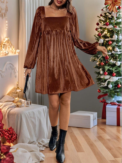 Velvet Square Neck Backless Tie-Back Dress | ZAKAPOP