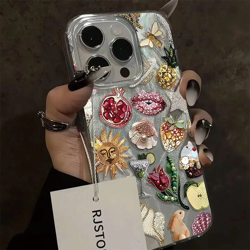 Vintage Brooch Collage Shiny Phone Case | ZAKAPOP