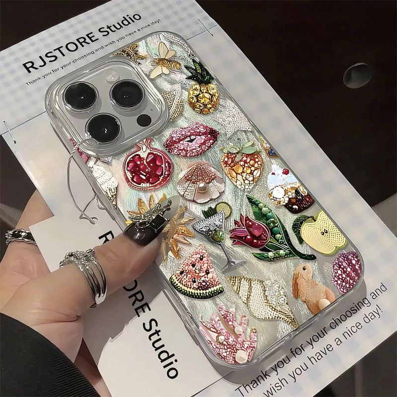 Vintage Brooch Collage Shiny Phone Case | ZAKAPOP