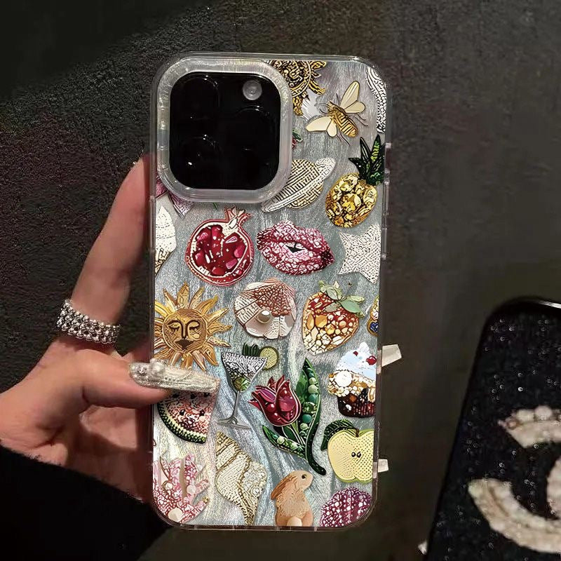 Vintage Brooch Collage Shiny Phone Case | ZAKAPOP