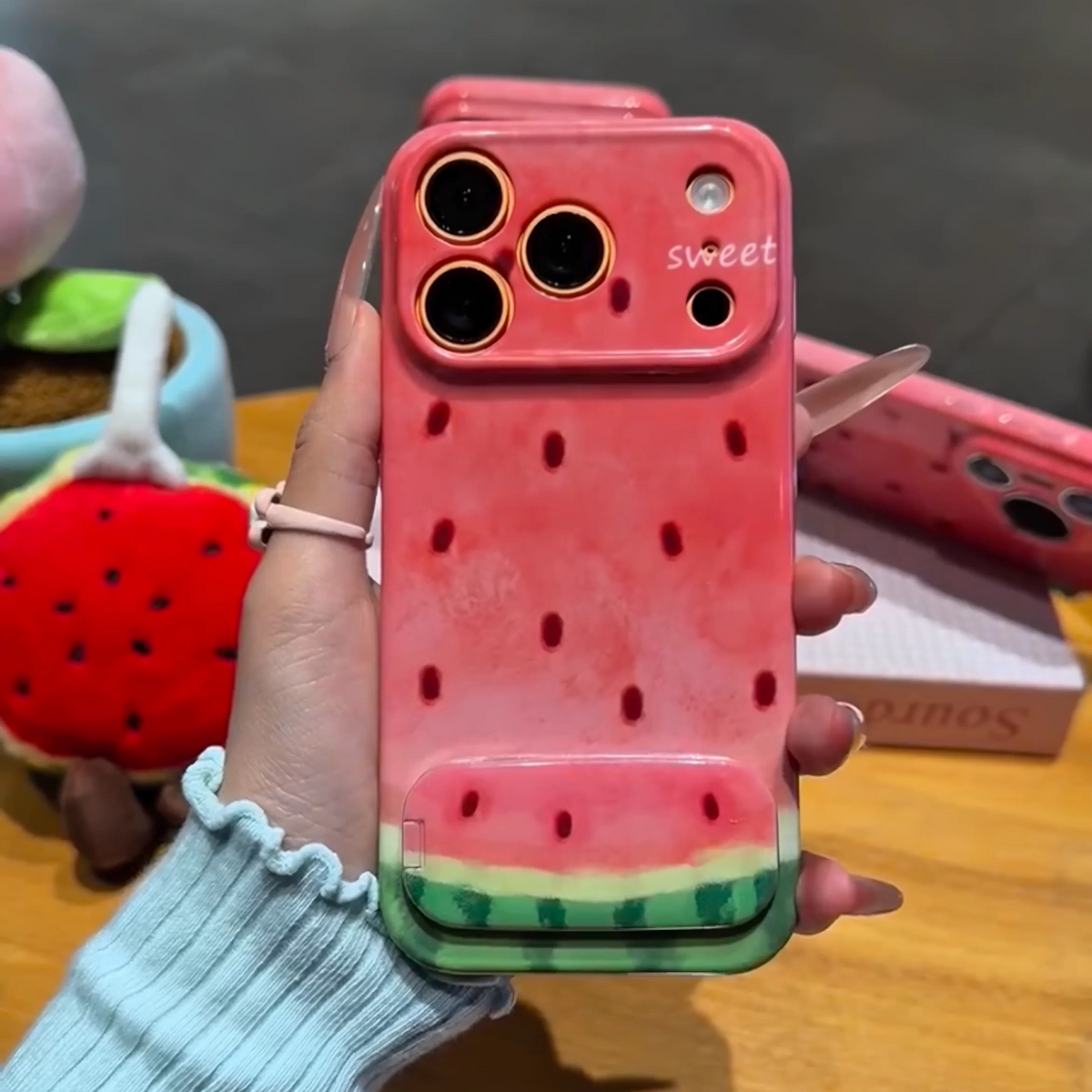 Watercolor Watermelon Phone Case with Mirror & Stand | ZAKAPOP
