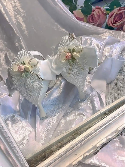 White Dove Handmade Pointed Toe LO Heels | ZAKAPOP