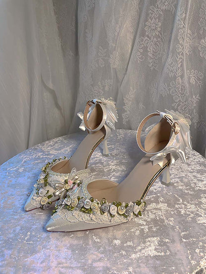 White Dove Handmade Pointed Toe LO Heels | ZAKAPOP