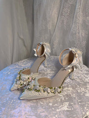 White Dove Handmade Pointed Toe LO Heels | ZAKAPOP