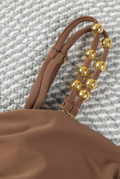 Women One Piece Color Block Cutout Padded Swimsuit Set | ZAKAPOP